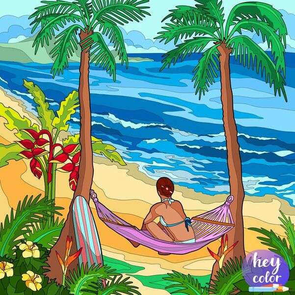 Dame in hangmat op het strand #2 legpuzzel online
