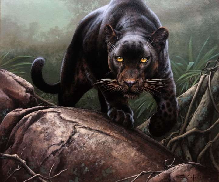 majestätischer schwarzer Panther Online-Puzzle