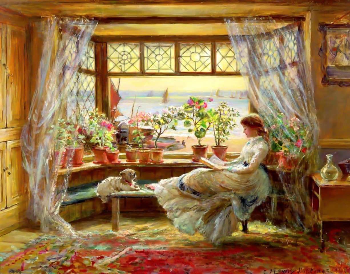 Reading by the window jigsaw puzzle online