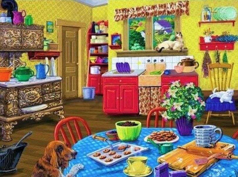 Küche - Esszimmer eines Hauses Nr. 13 Online-Puzzle