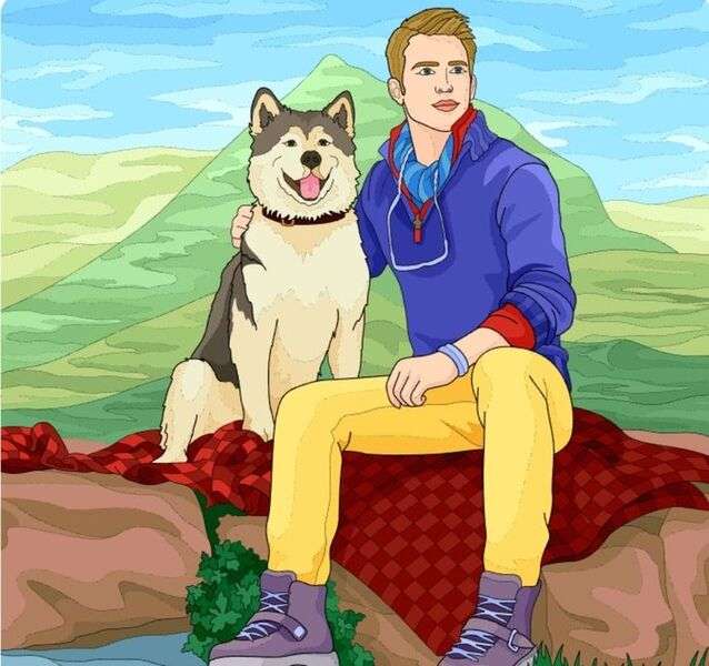 彼の犬と紳士 オンラインパズル