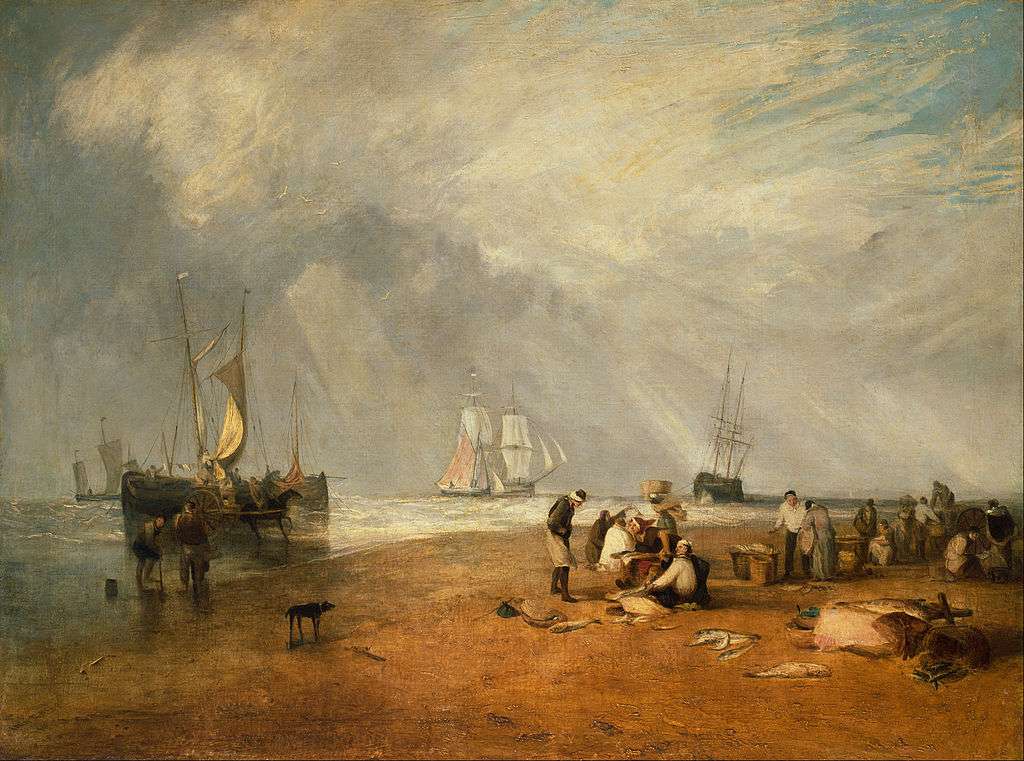 William Turner Η ψαραγορά στην παραλία Hastings online παζλ
