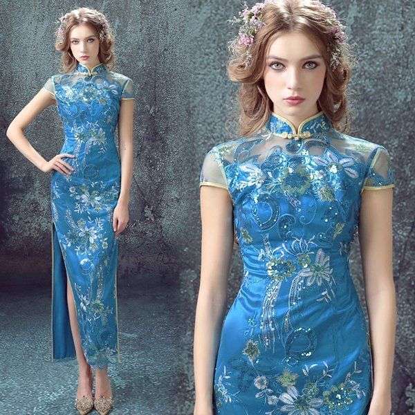 Senhora com vestido de moda chinês Qipao #15 puzzle online