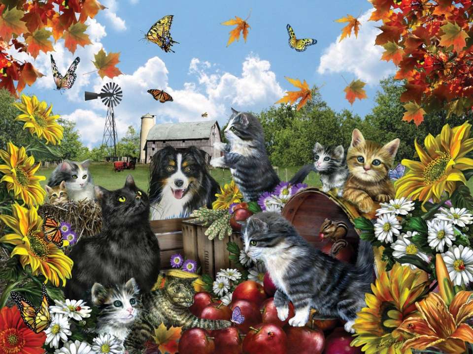 cats with butterflies jigsaw puzzle online