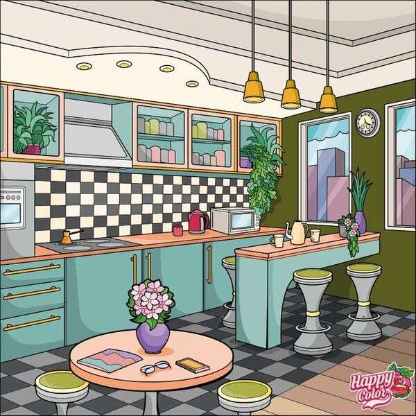 Mooie keuken - Eetkamer van een huis #15 legpuzzel online