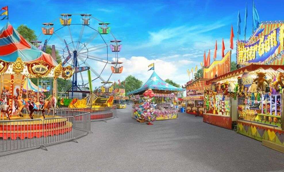 Beurs van carrousels in de stad legpuzzel online