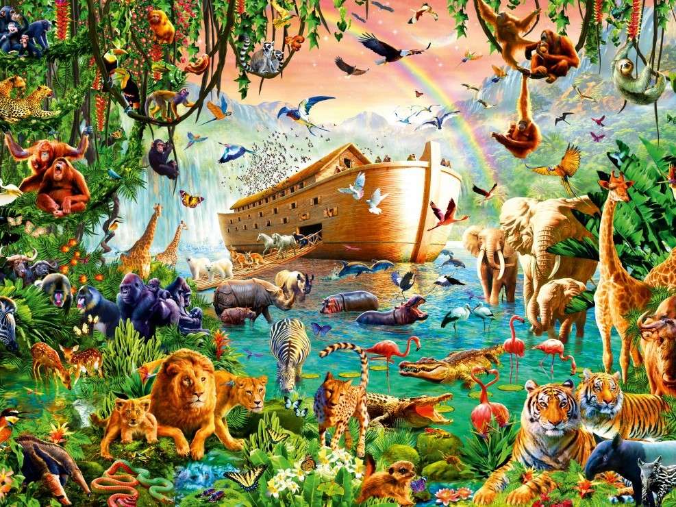 Állatok és Noé bárkája online puzzle