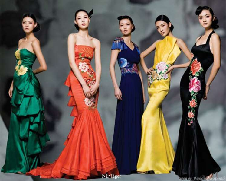 Le signore hanno vestito la moda Ne Tiger Qipao Cina #20 puzzle online