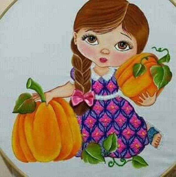 Diva girl with pumpkins online puzzle