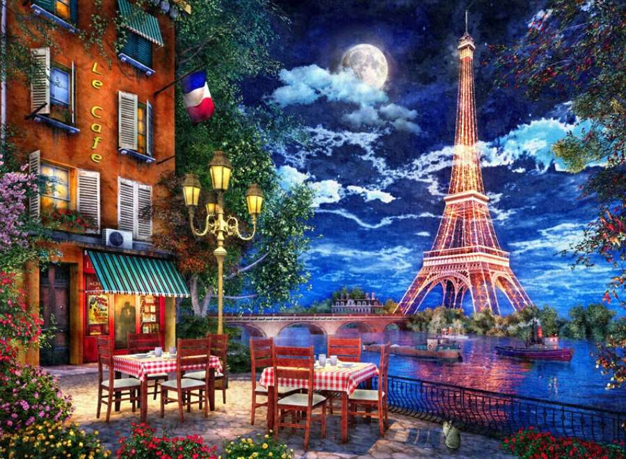 夜のパリのホテル ジグソーパズルオンライン