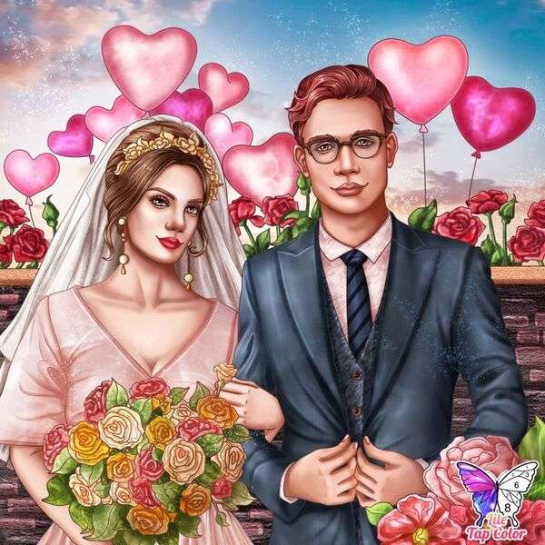 Закохана пара щойно одружилася #82 пазл онлайн