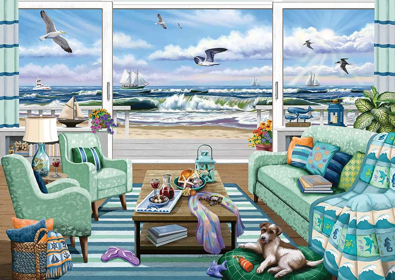 sala de estar com vista para o mar puzzle online