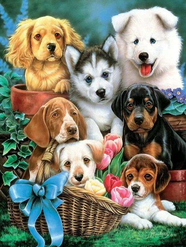 Seven puppies together #18 online puzzle