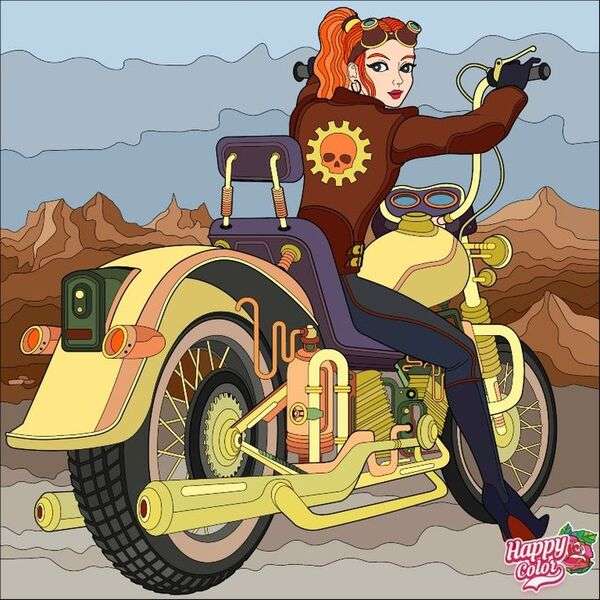 Девушка на мотоцикле №2 онлайн-пазл