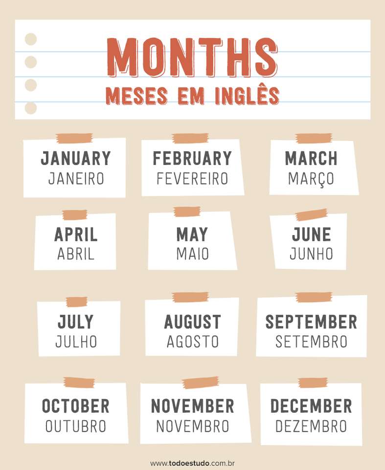 Monate, Monate auf Englisch Online-Puzzle