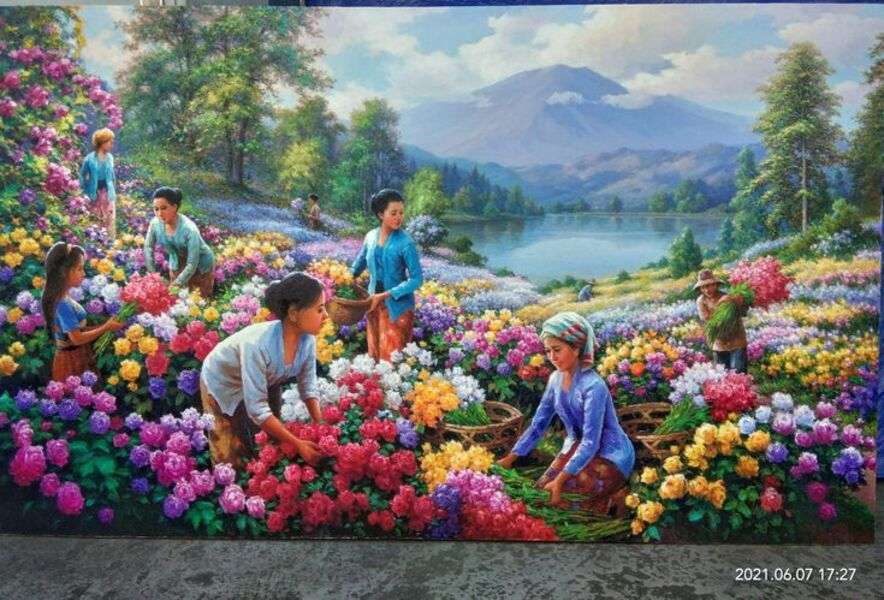 Muncitorii culeg flori puzzle online