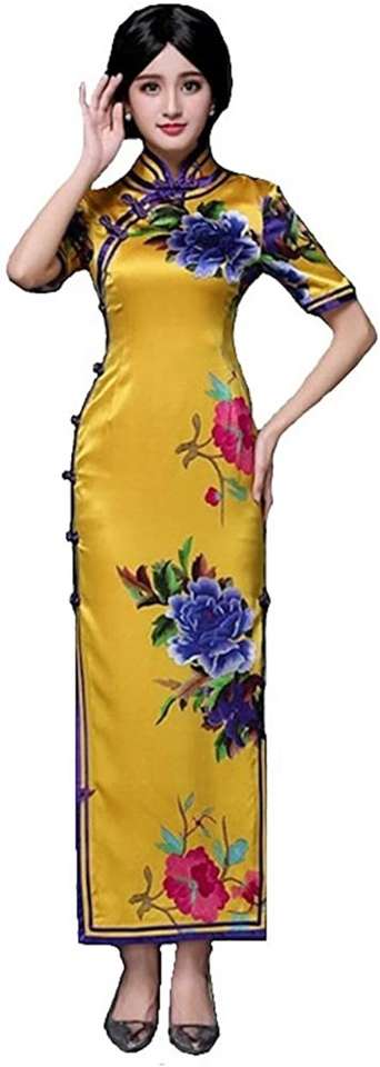 Дівчина з китайською модною сукнею Cheongsam №35 онлайн пазл