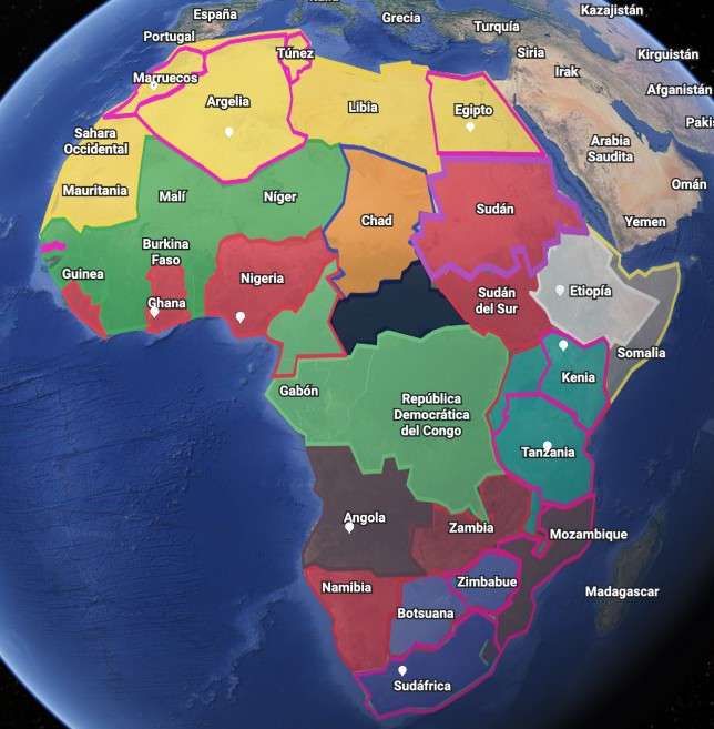 Rompecabezas del continente de África. rompecabezas en línea
