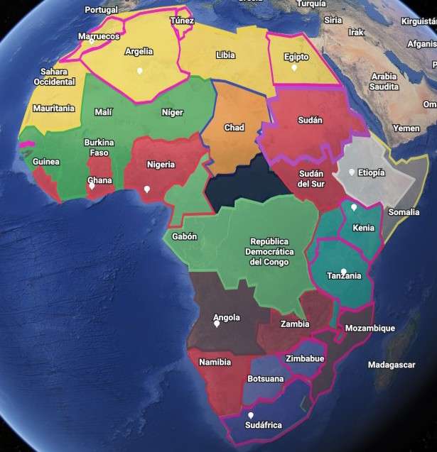 アフリカ大陸のパズル。 オンラインパズル