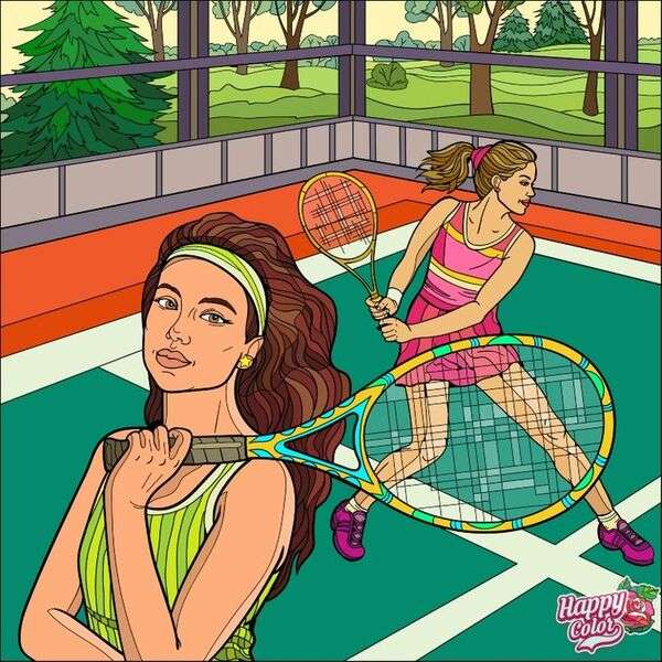 fete care joacă tenis jigsaw puzzle online
