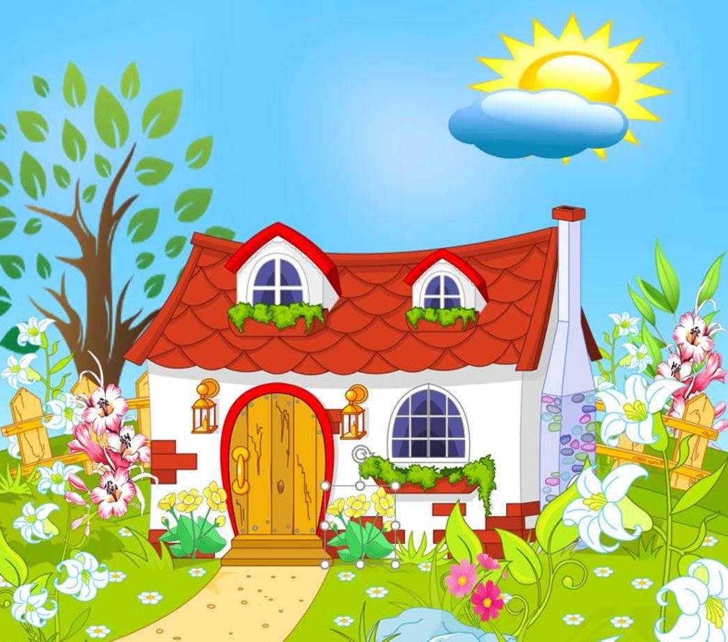 O casă drăguță cu grădină jigsaw puzzle online