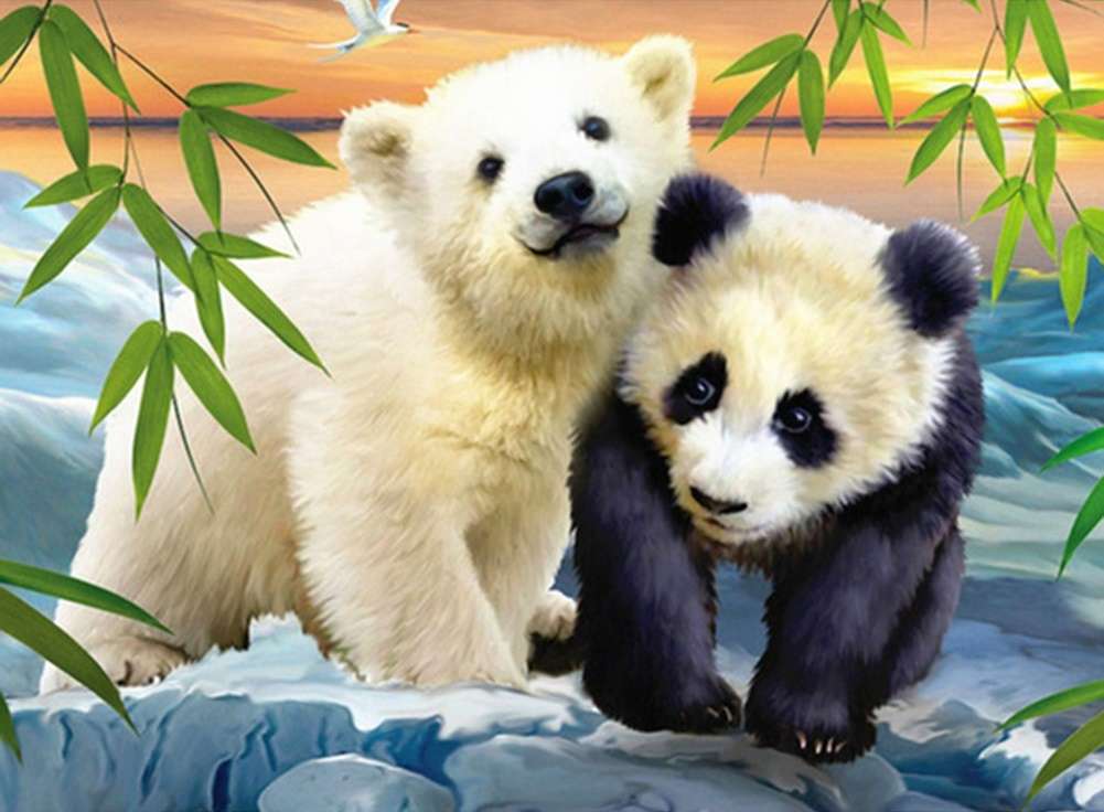 медведь панда и белый медведь пазл онлайн