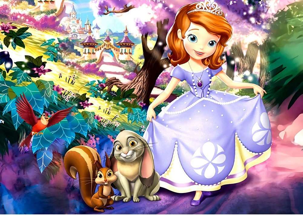 μια μικρή πριγκίπισσα με τα ζωάκια της παζλ online