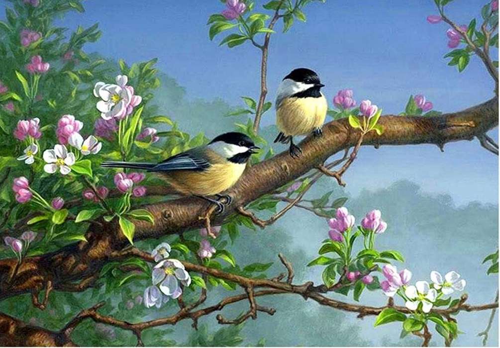 petits oiseaux sur une branche puzzle en ligne