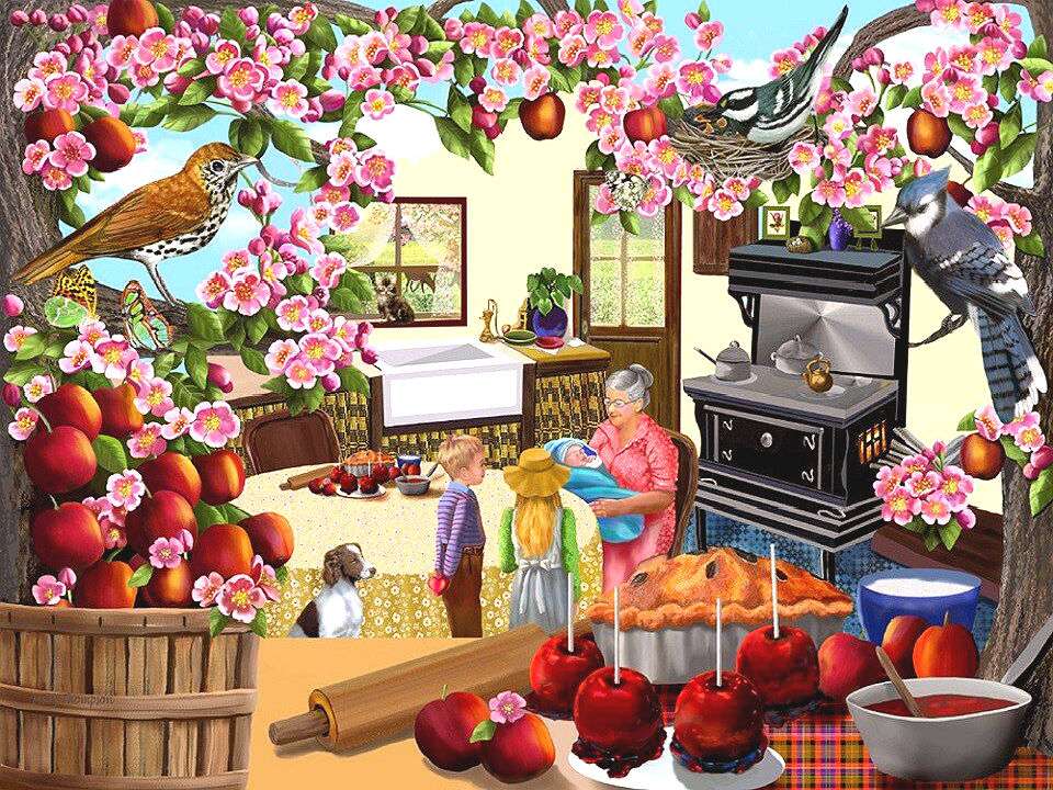 en casa de la abuela y sus manzanas rompecabezas en línea