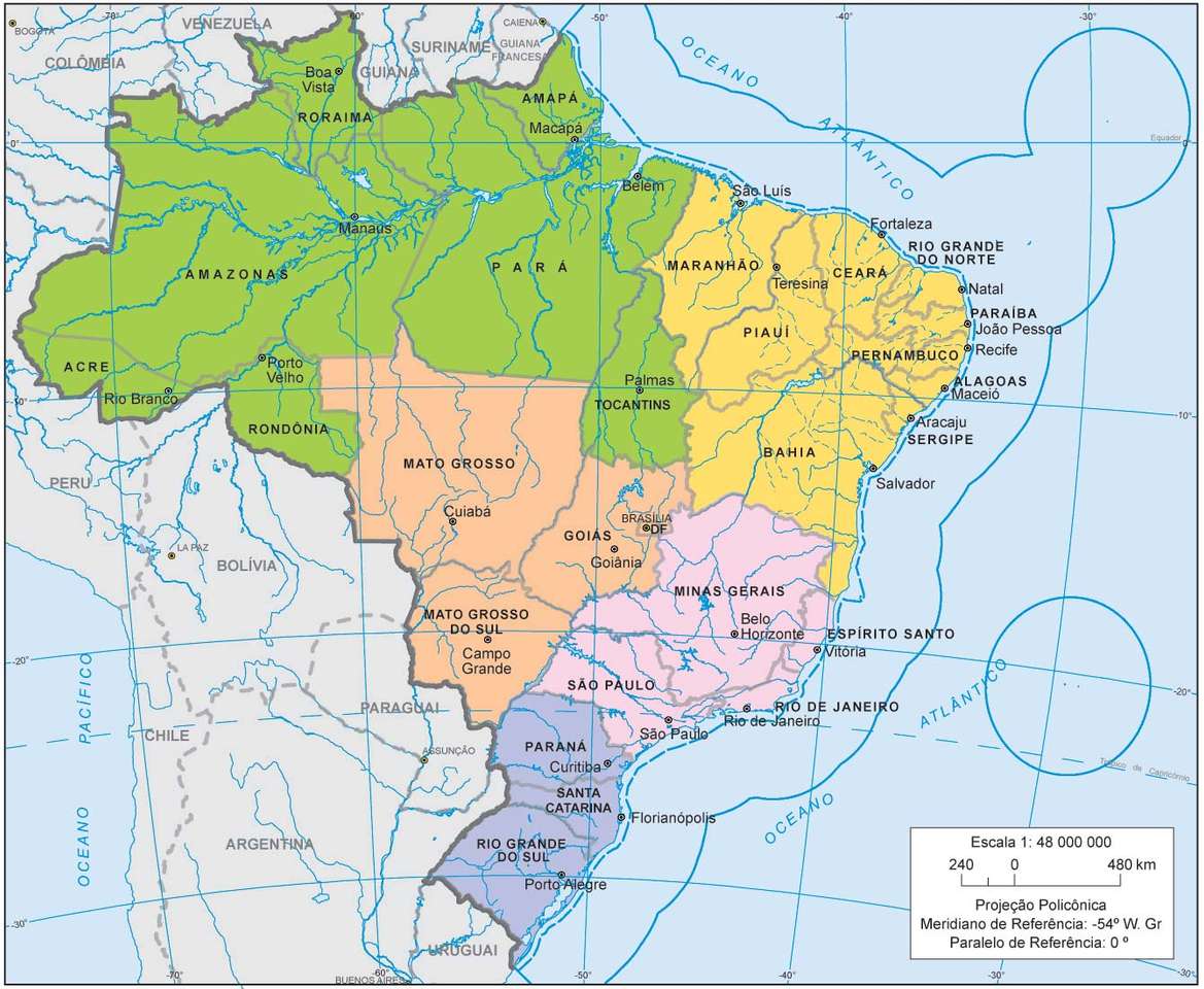 Karte von Brasilien Online-Puzzle