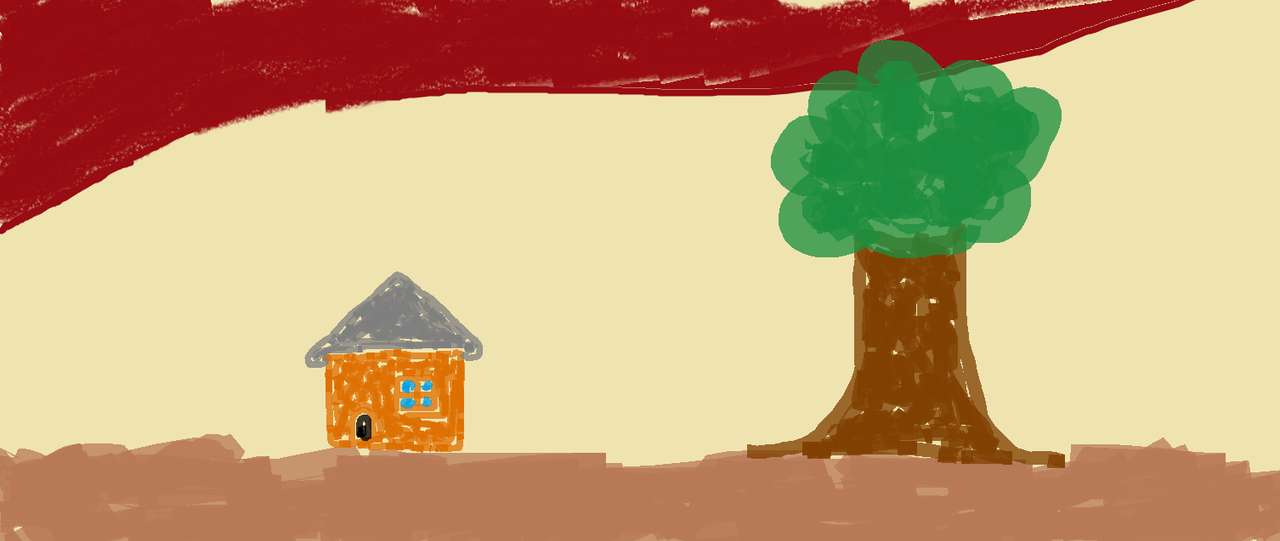 дом и дерево онлайн-пазл