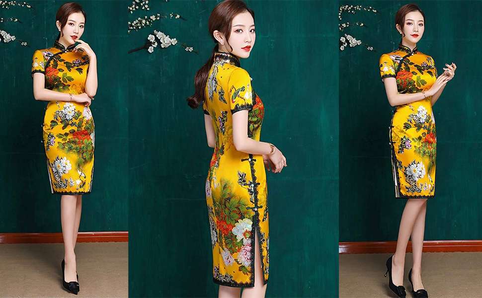 Дама в китайському модному платті Cheongsam № 49 онлайн пазл