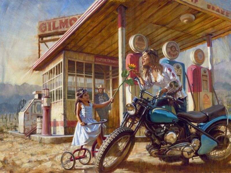 Girl on motorcycle #5 online puzzle