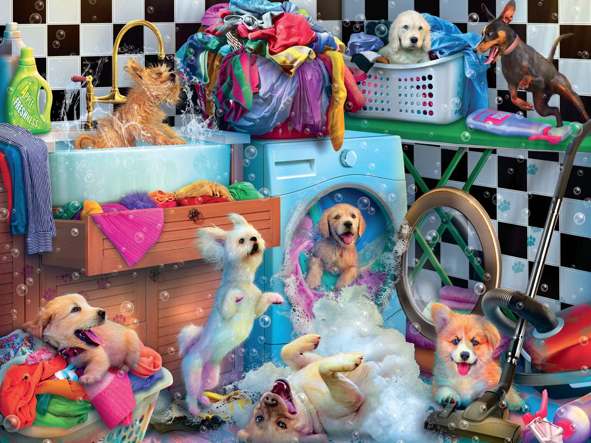pets in the laundry room jigsaw puzzle online