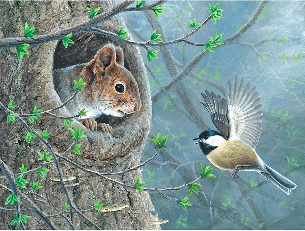 veveriță în gaura copacului puzzle online