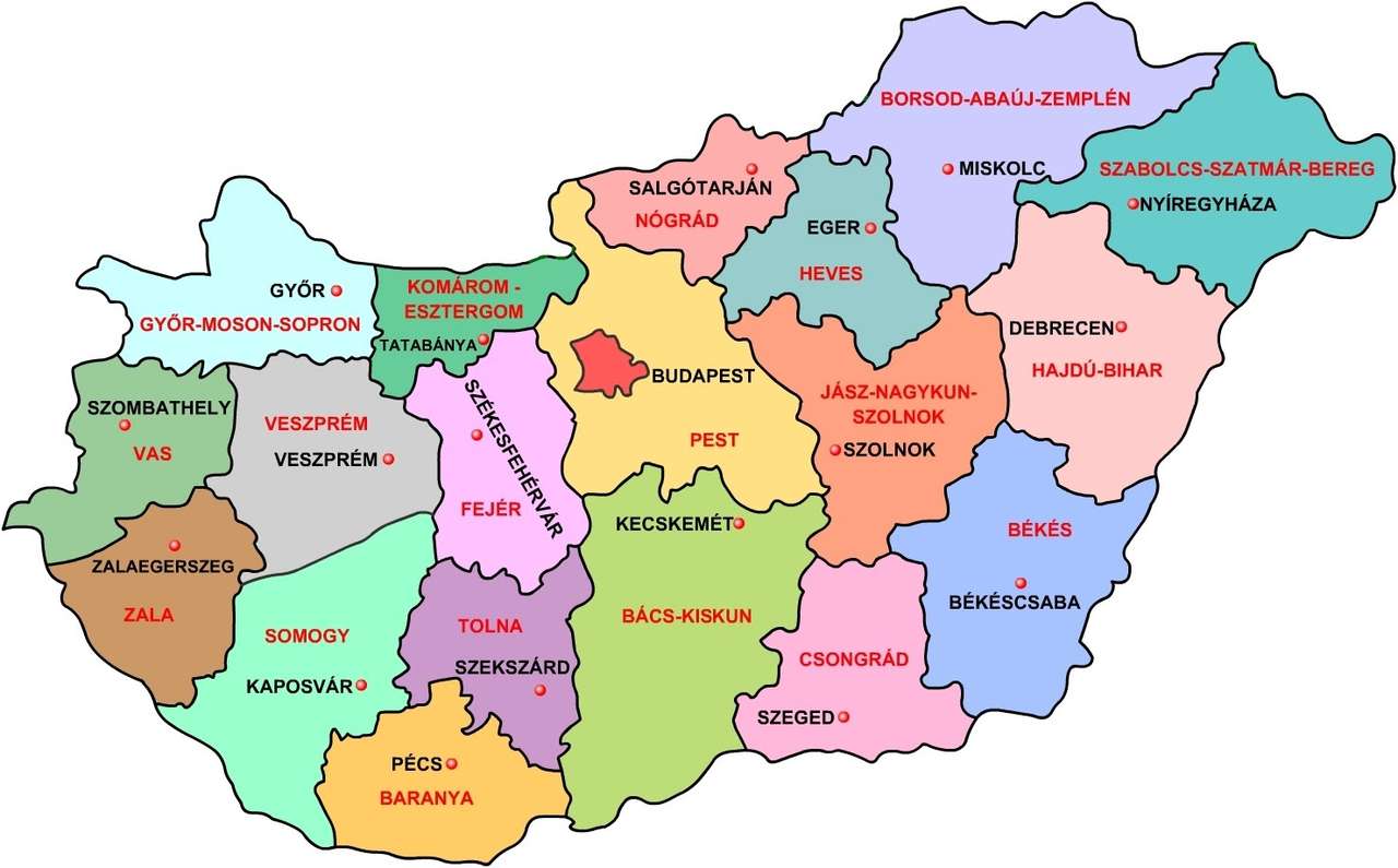 Karte von Ungarn Online-Puzzle