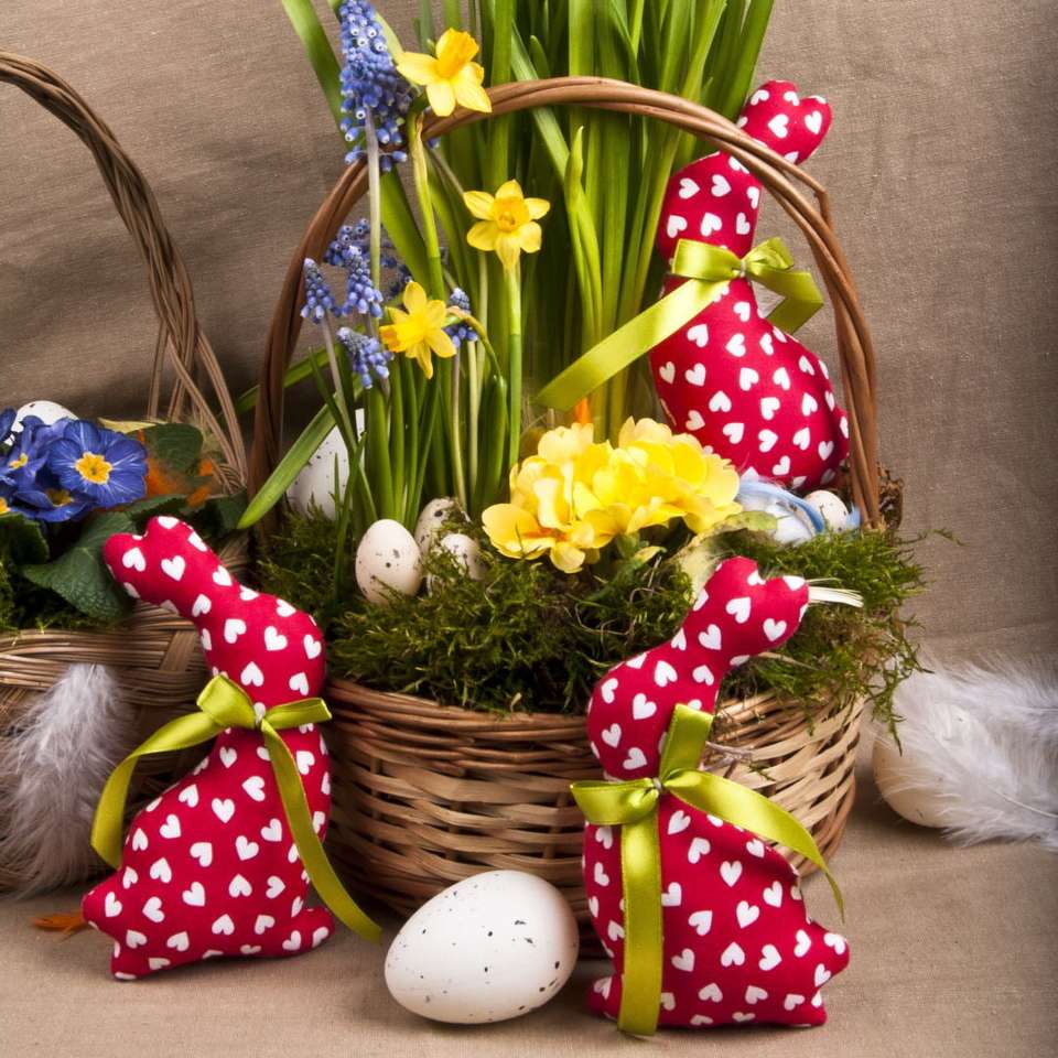 Húsvéti dekoráció. Nyuszik kirakós online