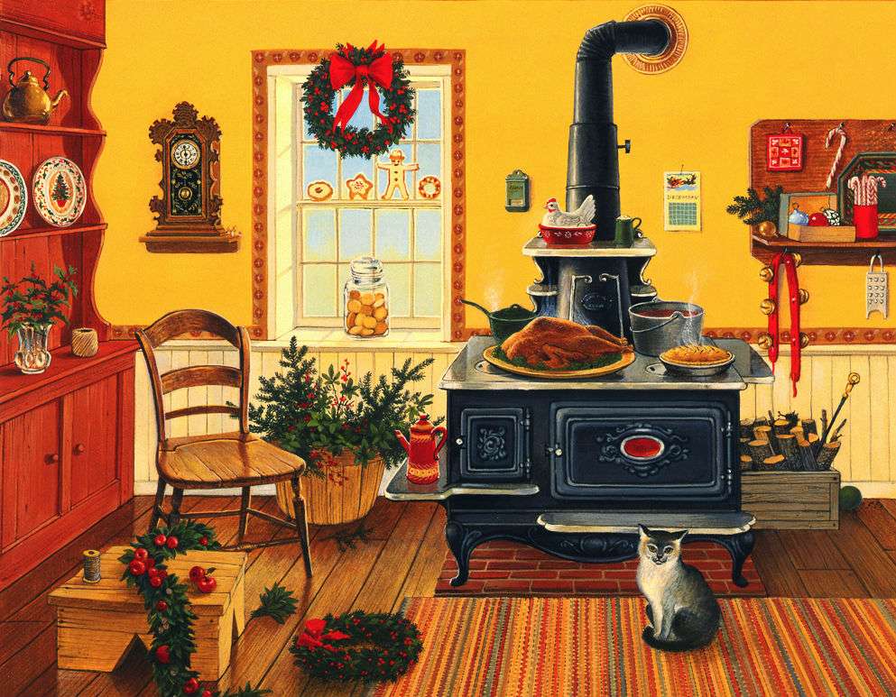 chaton dans une cuisine rustique puzzle en ligne