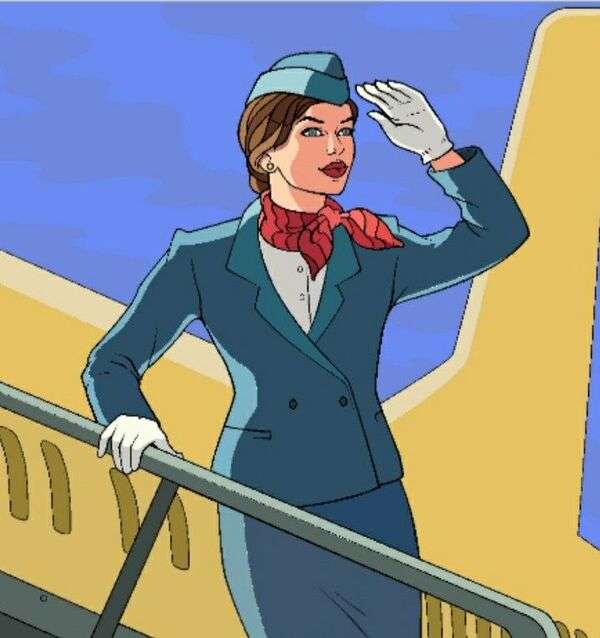 Stewardesa sosind de la zbor jigsaw puzzle online
