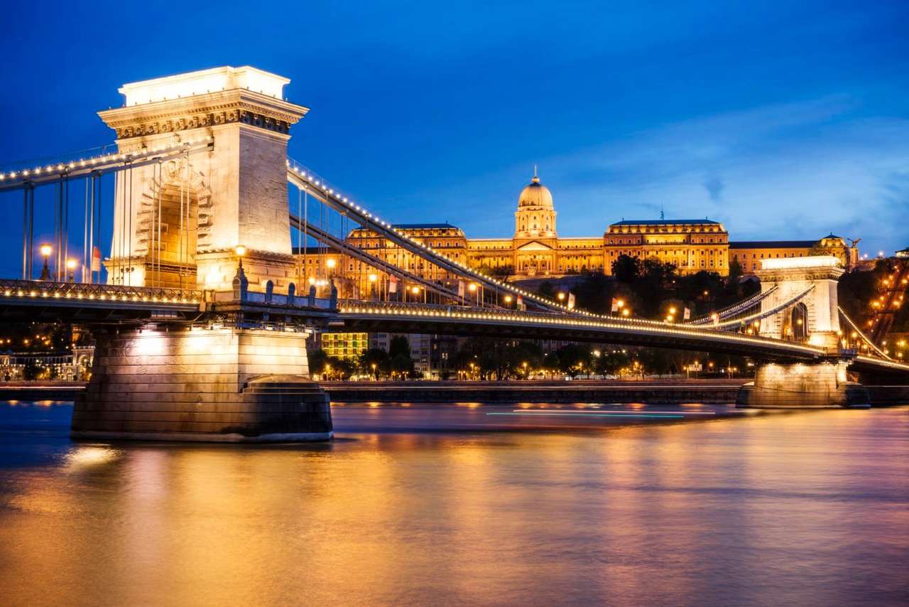 Верижен мост в Будапеща, замъкът Буда онлайн пъзел