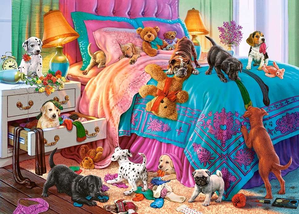 Giocare con gli animali in camera da letto puzzle online