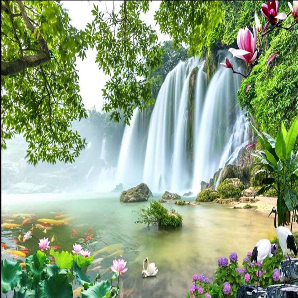 Waterfall, lake jigsaw puzzle online