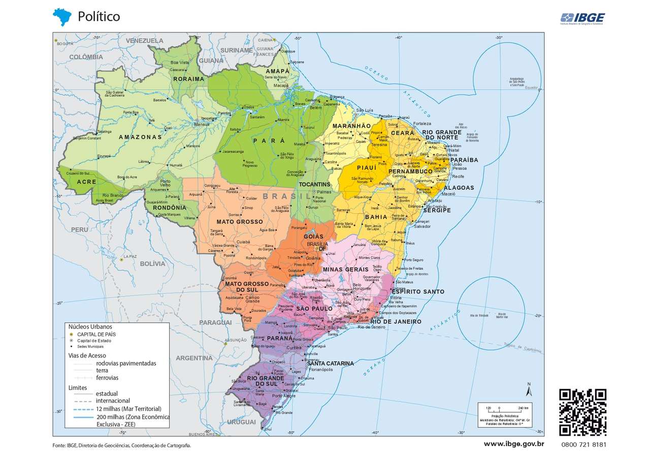 Politische Karte von Brasilien Online-Puzzle