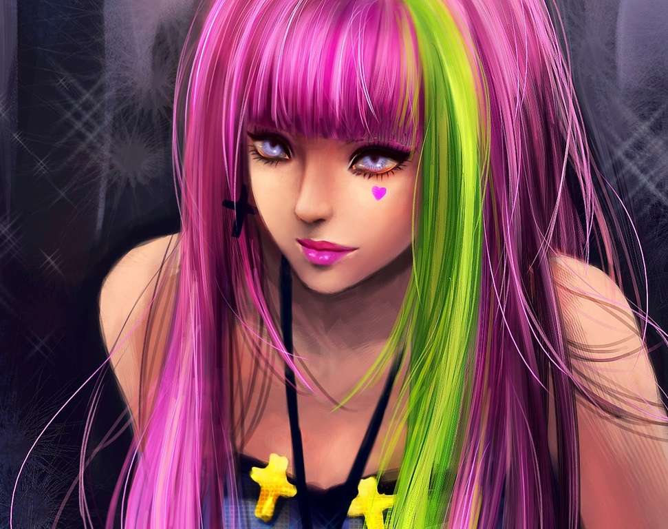 anime lány zöld hajjal kirakós online