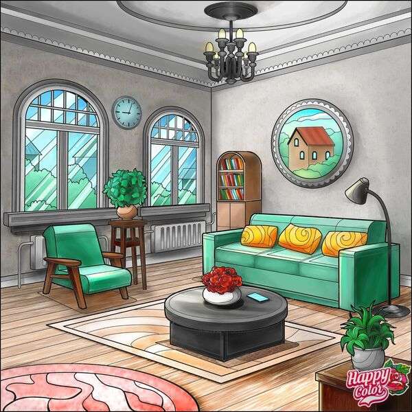Krásný obývací pokoj domu #38 online puzzle