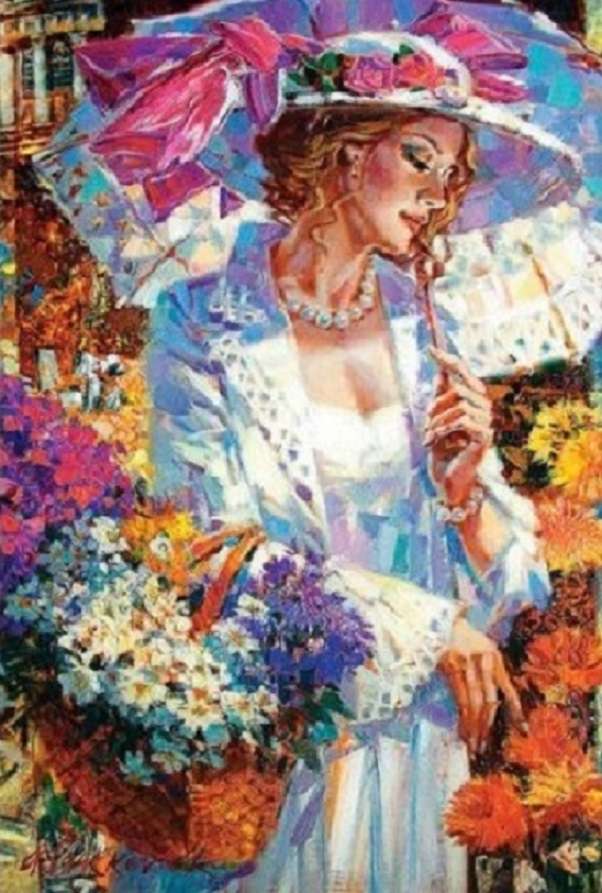 O femeie cu umbrelă. jigsaw puzzle online