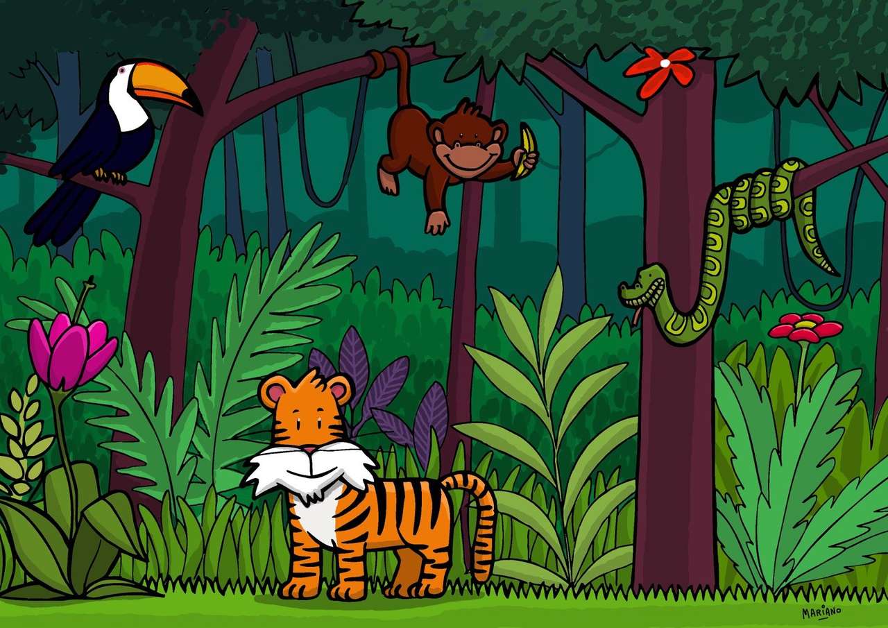 džungle - zvířata skládačky online