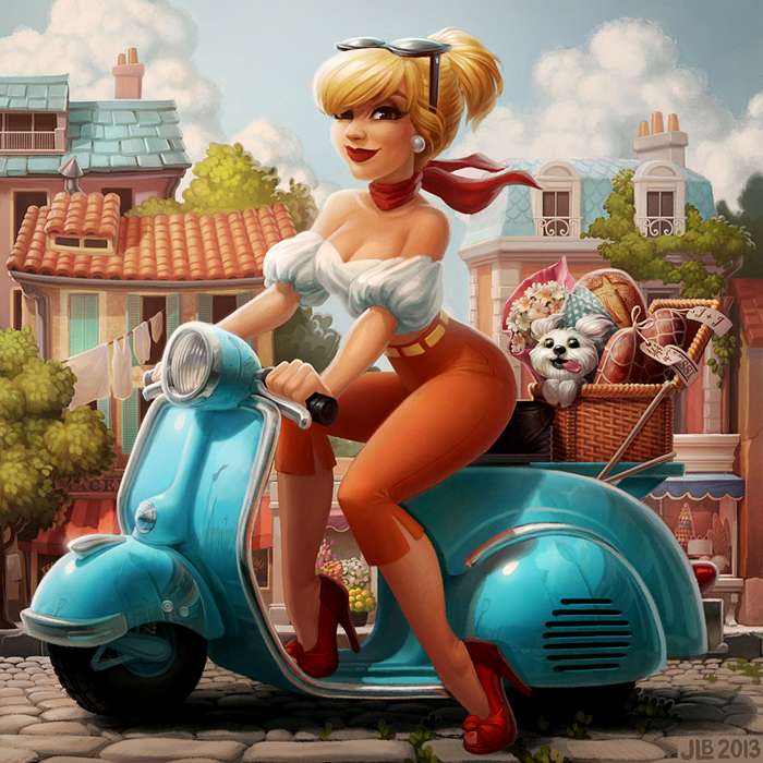 lady on motorcycle jigsaw puzzle online