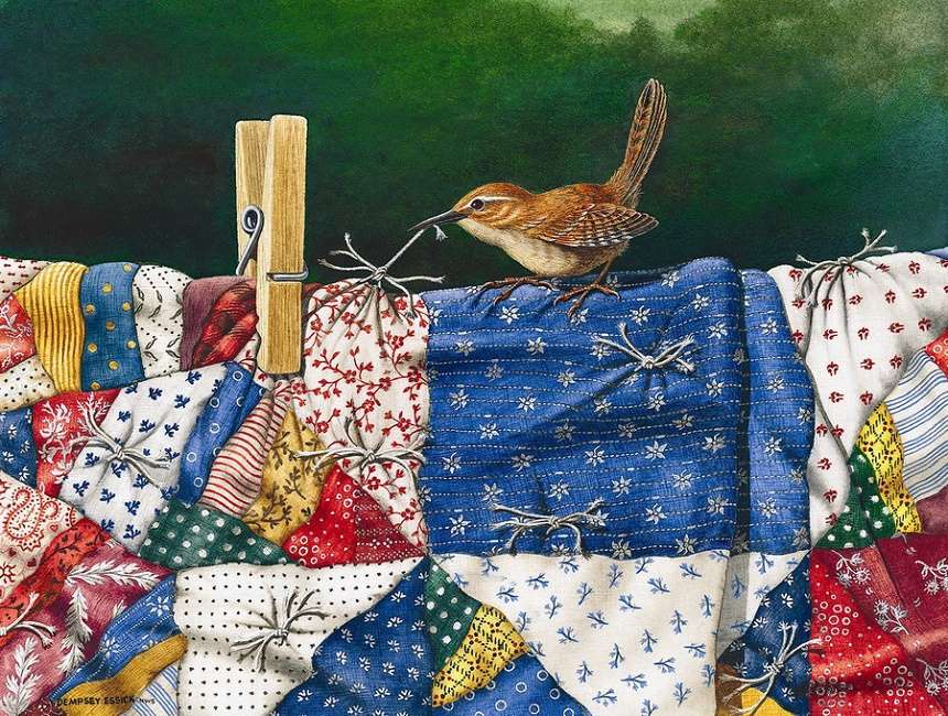 vogeltje op hangende quilt legpuzzel online