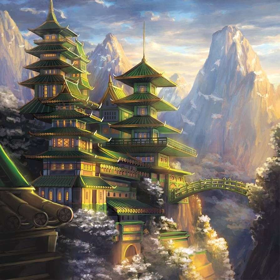 Monastère de dragon sur la roche en Chine puzzle en ligne